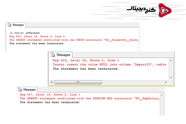 خطاهای قیدهای انتزاعی در SQL Server